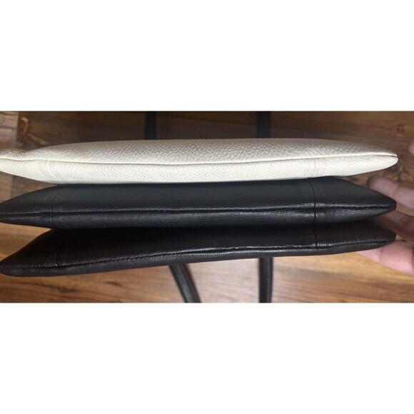 Isaac Mizrahi New York Handbag Leather Purse Creme Black Medium Tote Vintage - Picture 9 of 15